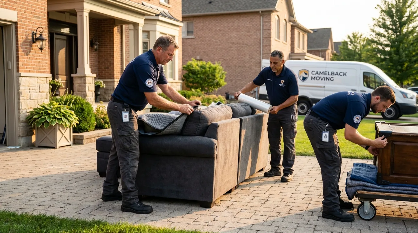 Large estate moving crew wrapping furniture in Gunnison, UT
